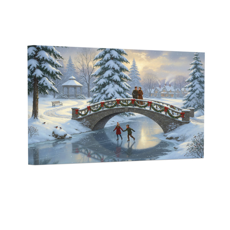 Pont de Noël sur patins à glace en hiver, H 16 po x l 24 po