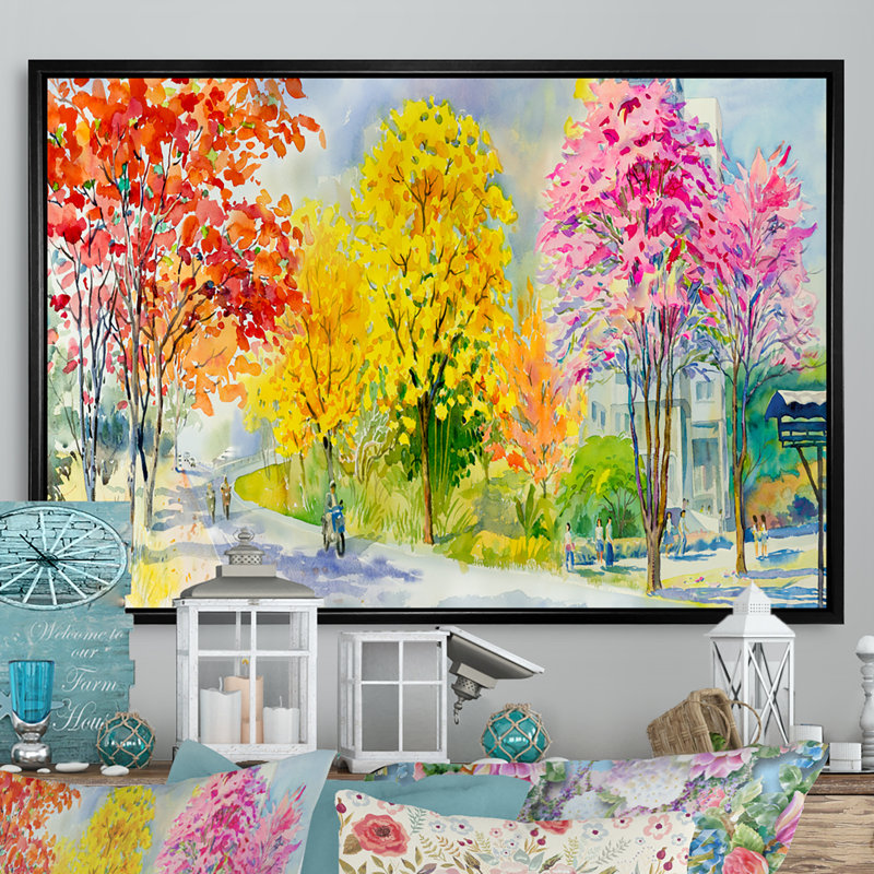 «Path To Four Season Trees», reproduction encadrée sur toile, H 8 po x l 12 po x P 1 po, Cadre flottant noir