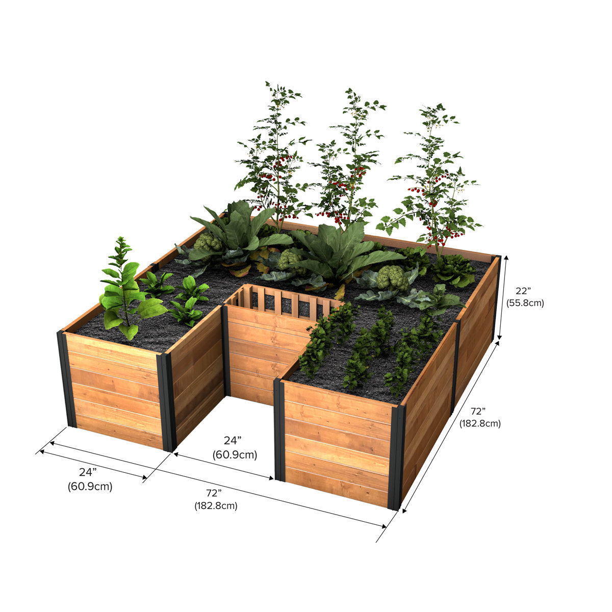 Mezza Keyhole Composting Wood Raised Garden Bed