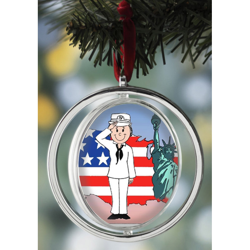 Ornement de Noël personnalisable à double face personnalisable US Navy, Oui