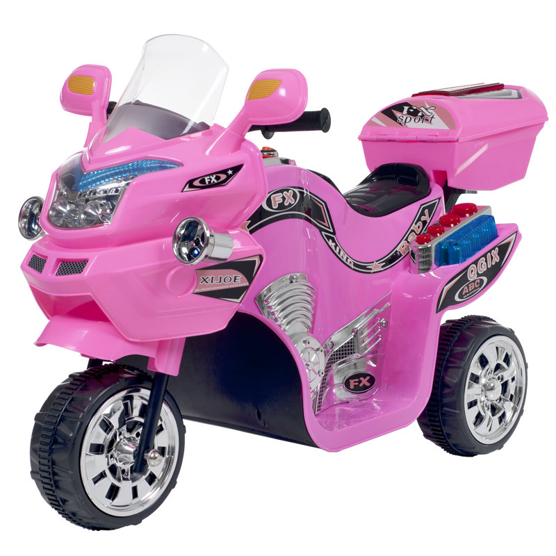 Pink 6-Volt Motorized Kids Motorcycle with Lights and Sounds