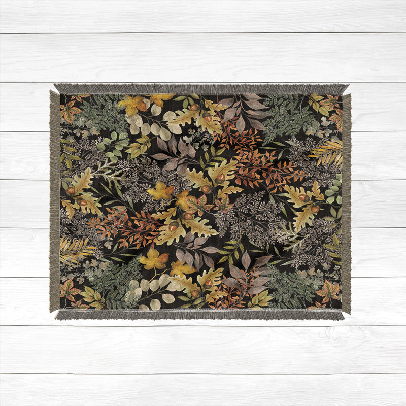 Jeté tissé Black Bear Family, 60 po x 80 po, Automne sophistiqué
