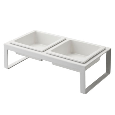 Yamazaki Home Tall Steel and Ceramic Pet Feeder