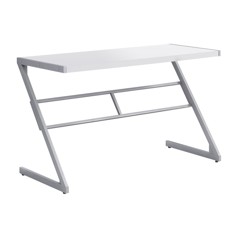 Bureau d'ordinateur, bureau personnel, ordinateur portable, L 48 po, travail, stratifié, métal, contemporain, moderne, Blanc