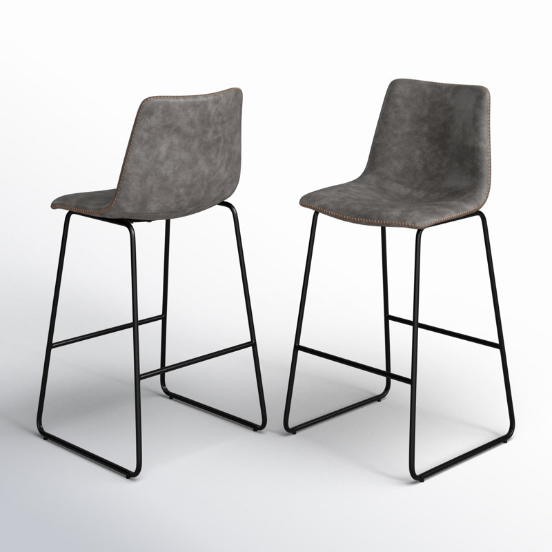 Cal Upholstered Bar Stool, Gray, Counter Stool (26" Seat Height)