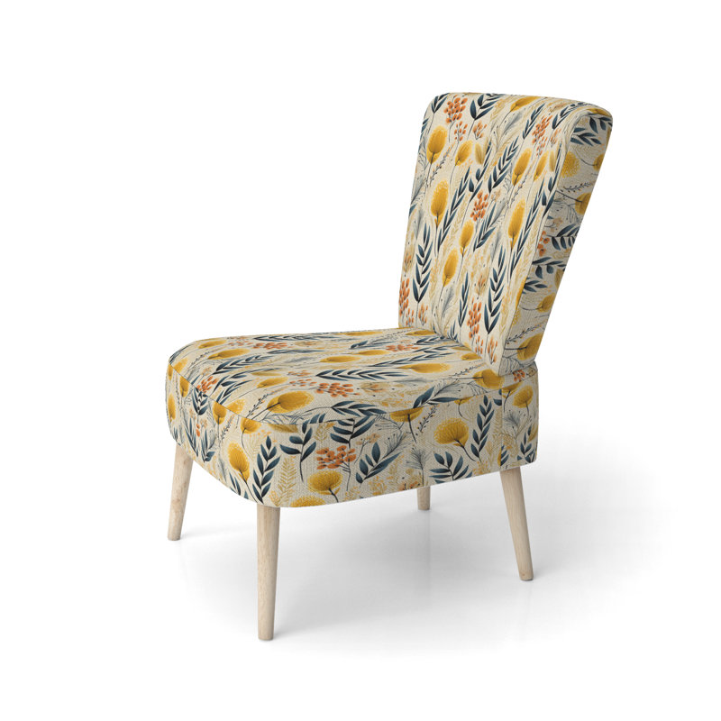 Chaise d'appoint rembourrée bohémienne et éclectique Botanical Flowers Rustic Charm II