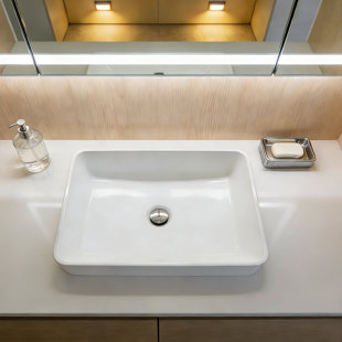 23.6" X 14" X 5" Rectangular Melamine Countertop Bathroom Vanity Vessel Sink