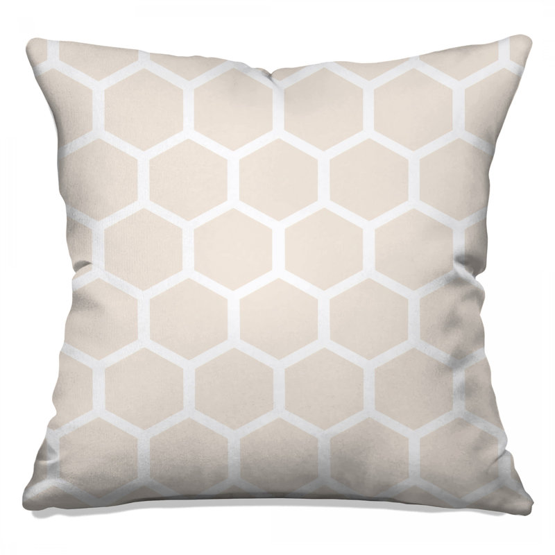 Coussins décoratifs beiges à motif hexagonal, 14 x 14 inches