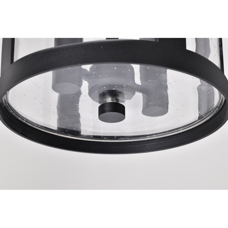 Bahaddin - lanterne suspendue 2 lumières - noir mat avec verre bullé transparent