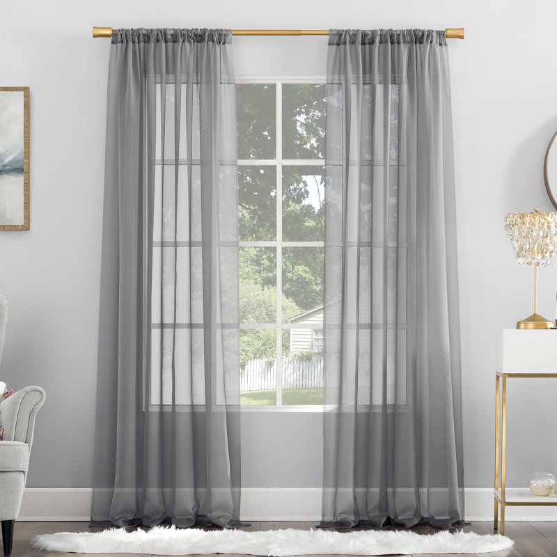 Panneau de rideau diaphane avec passe-tringle - Basics by Wayfair ™, Gris, l 59 po x L 84 po