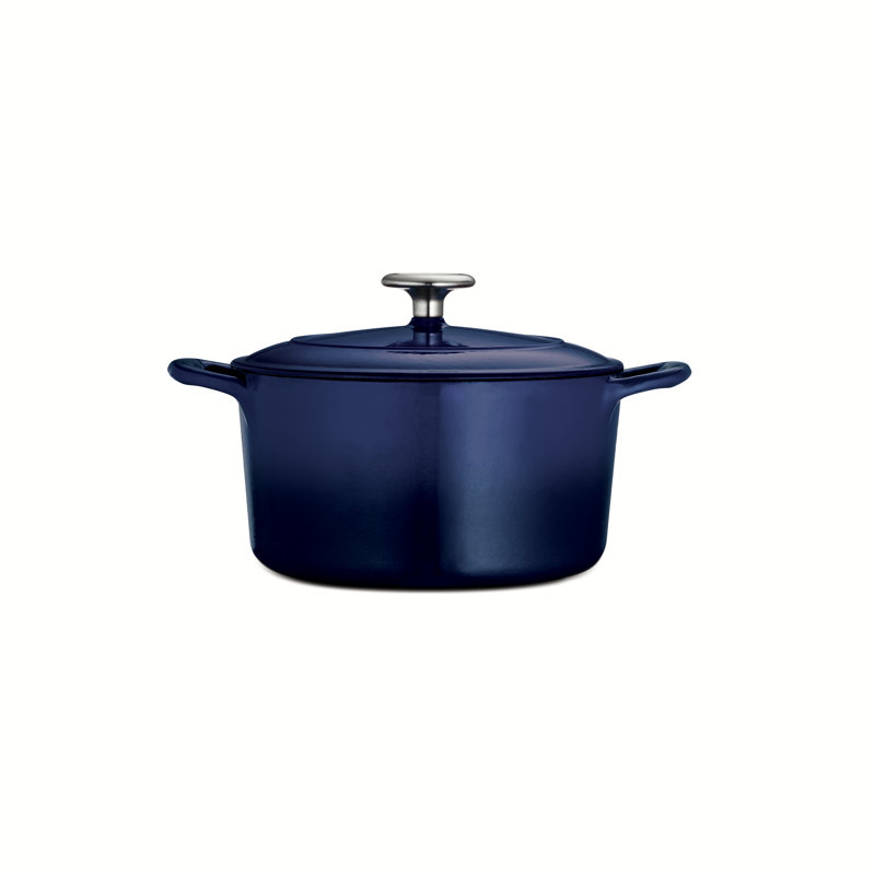 Cocotte ronde en fonte émaillée de couleur brune, 3,5 pte, Cobalt dégradé