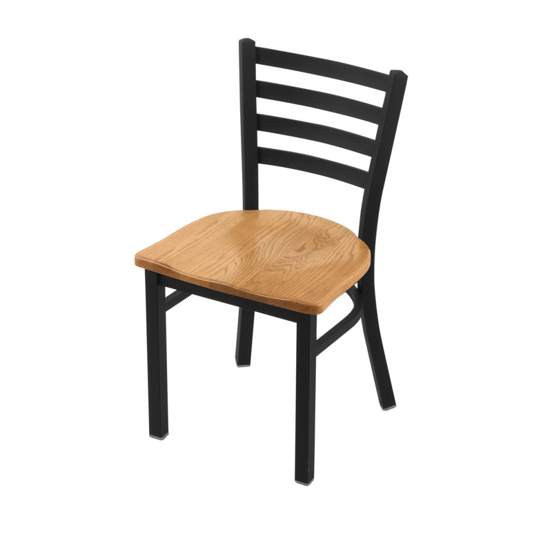 Jackie Side Chair, Black Wrinkle, Wood-Medium Oak