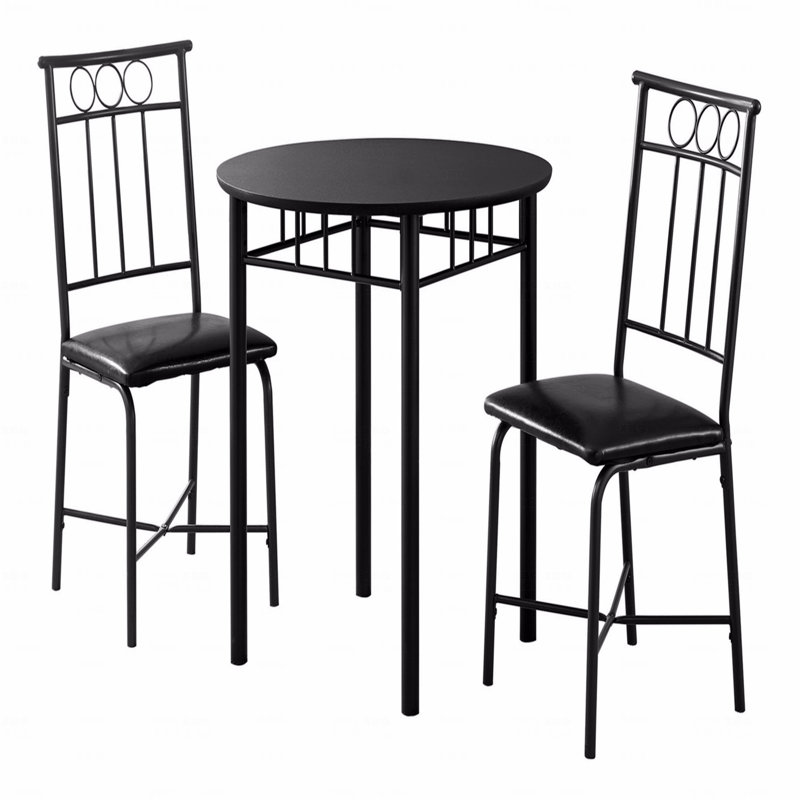 Ensemble de table de salle à manger, 3 pièces, petit, rond 30 po