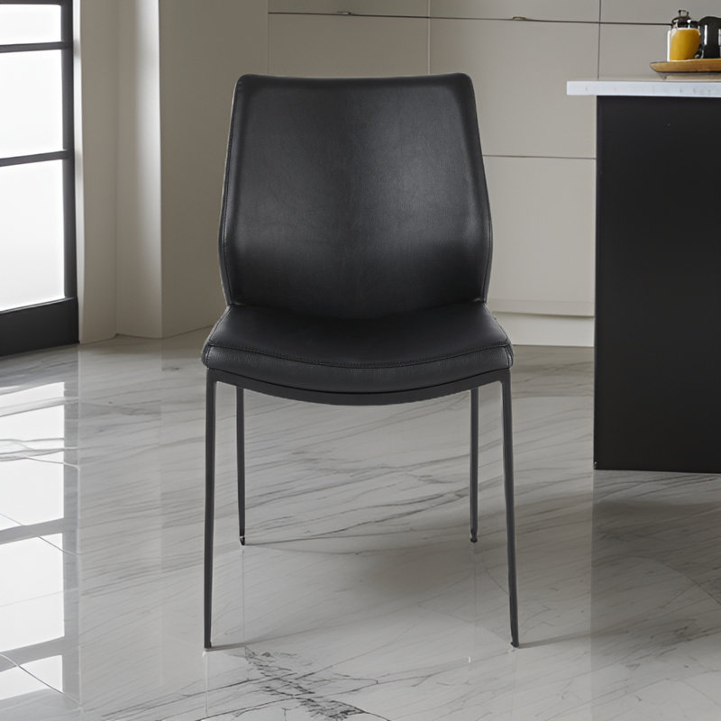 Chaise d'appoint en similicuir 18,5 po H, Noir