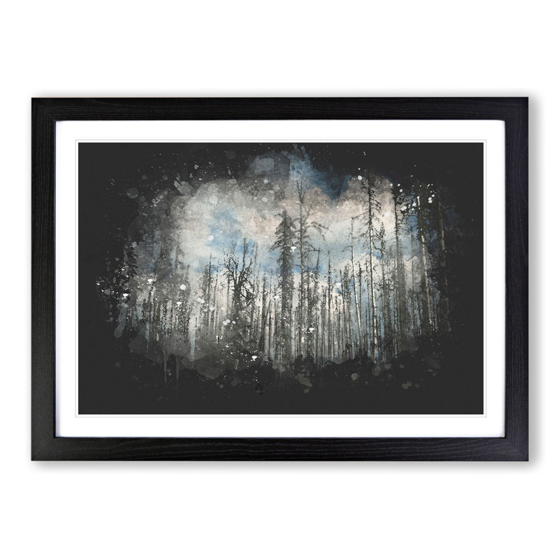 Winter Forest Vol.2 Paint Splash - Picture Frame Graphic Art, Black, 36cm H x 48cm W x 2cm D