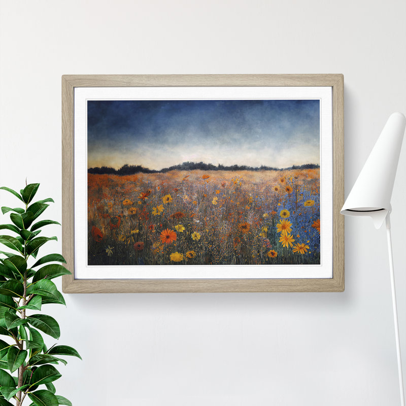 Incomparable Wildflowers Floral - Single Picture Frame Painting, 46cm H x 64cm W x 2cm D, Oak
