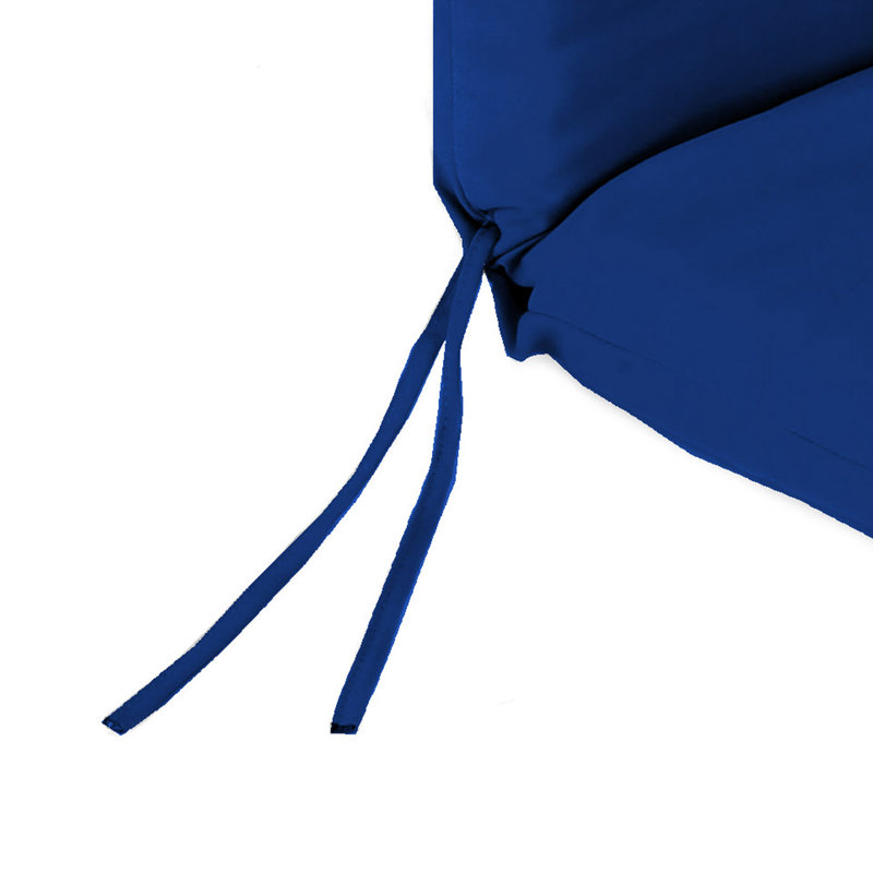 23" x 46" Solid Outdoor Chair Cushion with Ties, Canvas Cobalt