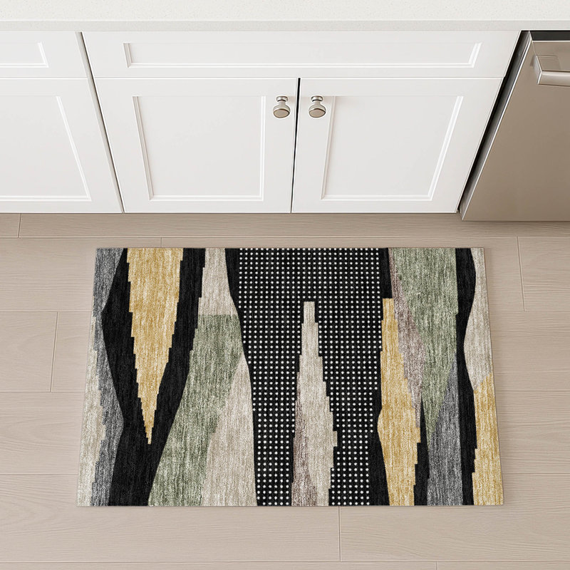 Machine Washable Indoor/Outdoor Chantille ACN2761 Modern Rug, 1'8" x 2'6", Black