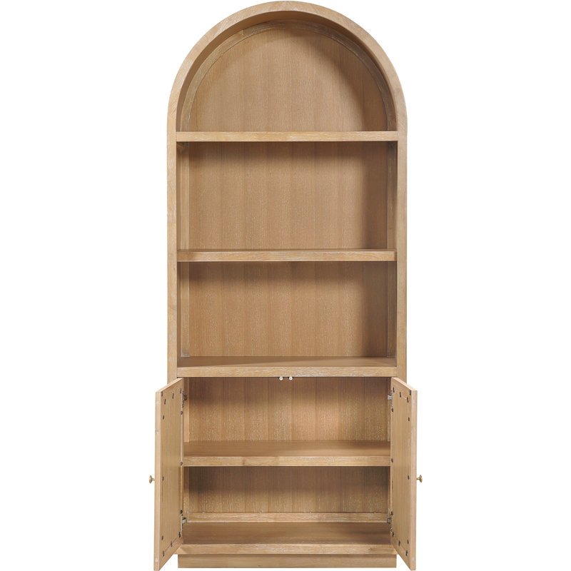 Botanical Natural Oak Veneer And Solid Wood Bookcase, Natural