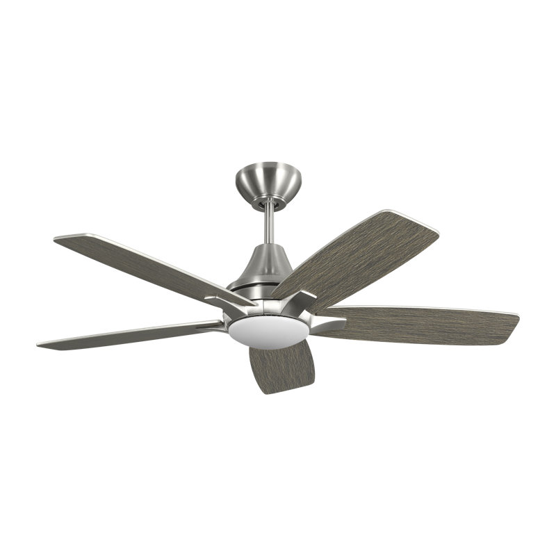Lowden 44-inch indoor LED fan with American Walnut reversible blades with light kit included, Brushed Steel