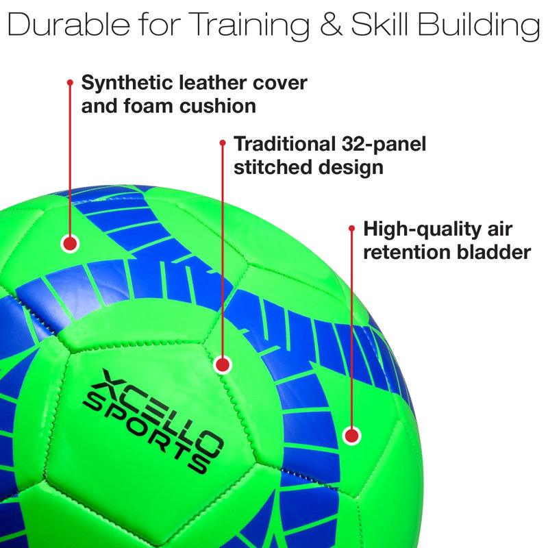 Ballons de soccer Xcello Sports, taille 3, graphiques assortis avec pompe, paquet de 6