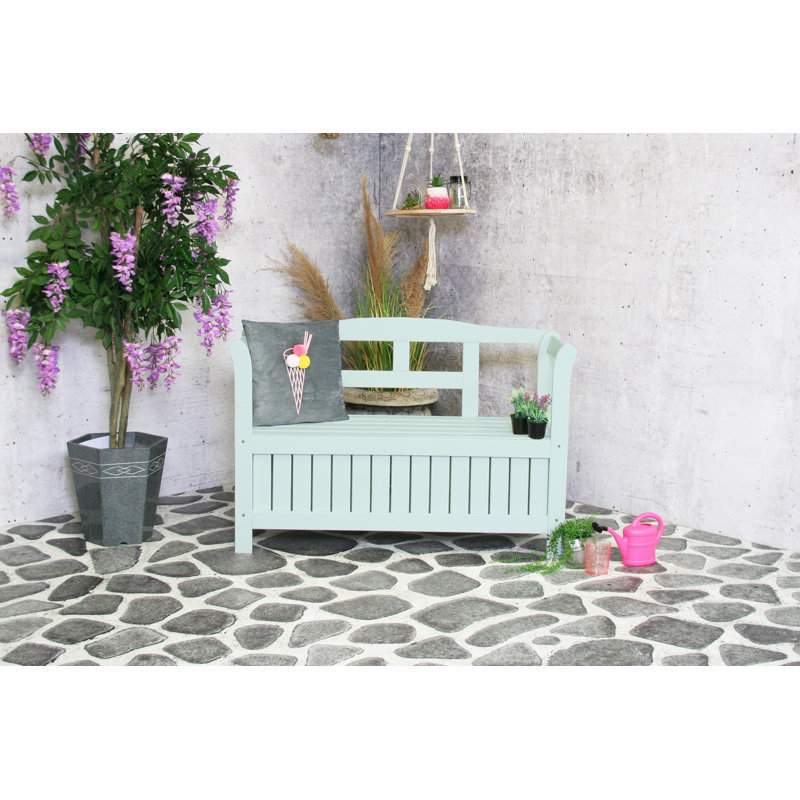 Fazio Solid Wood Pine Outdoor Bench, Blue