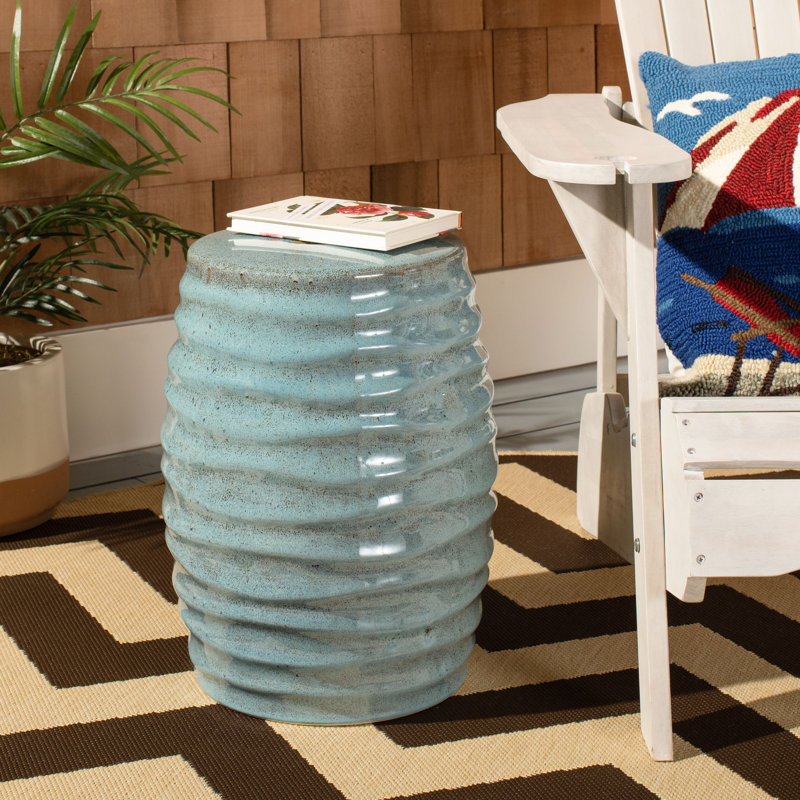 Hillsboro Ceramic Accent Stool, Blue Green
