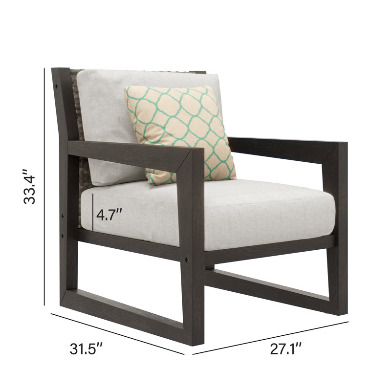 Norrell Outdoor Lounge Chair with Cushions, Light Gray/Espresso Brown