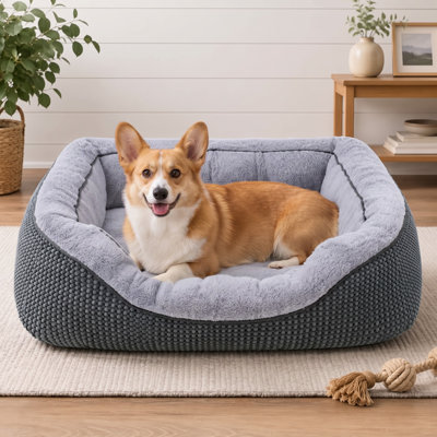 Lit orthopédique rectangulaire M (30" x 24" x 9") pour chiens et chiots de taille moyenne, avec une surface de couchage chaude, douce et apaisante, une construction de lit pour animaux de compagnie durable et lavable, et un fond antidérapant.