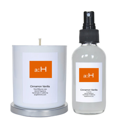 A:H Cinnamon Vanilla Scented Candle And Room Spray Candle with Glass Holder