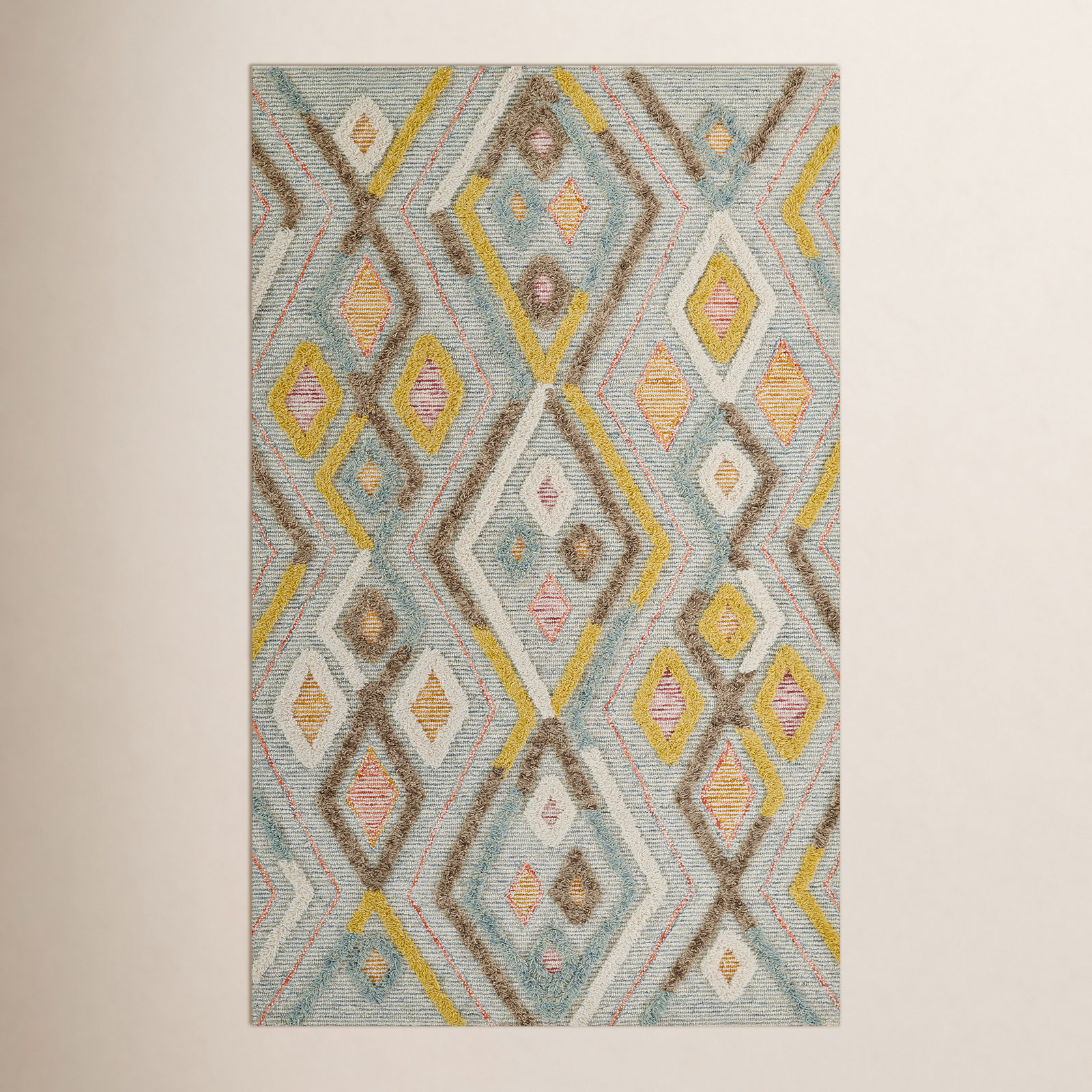 Chopin Gray Hand-Tufted Wool Shag Rug, Rectangle 5' x 8'