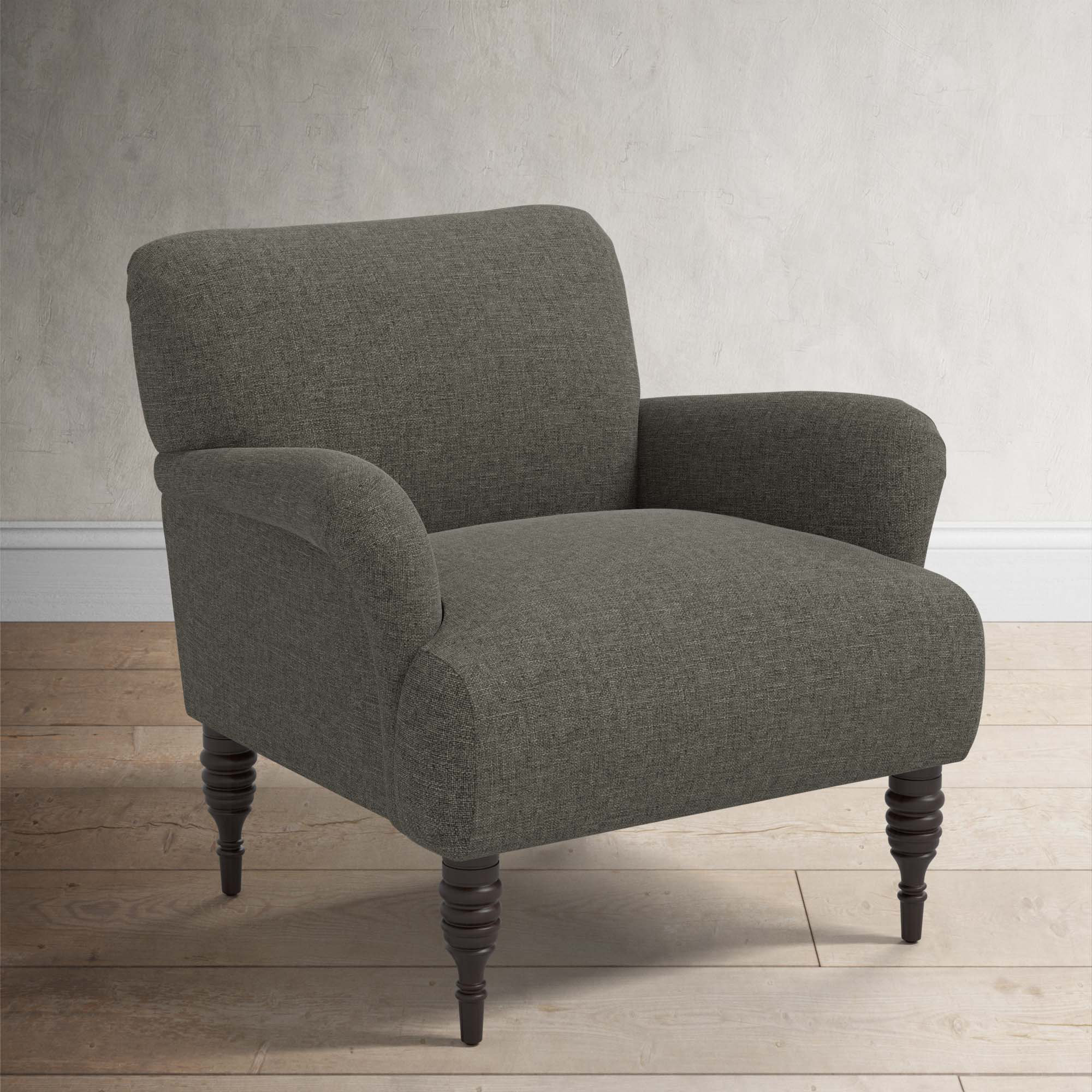 Allura Upholstered Armchair, Zuma Charcoal Textured Linen