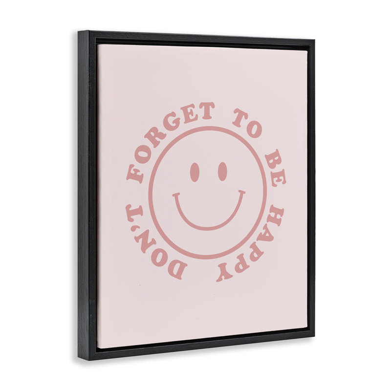 «Don't Forget Be Happy» par CAD Designs, Cadre flottant noir de jais, H 21 po x l 17 po