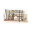 Lit mezzanine double en métal avec bureau et tablette-1256289429