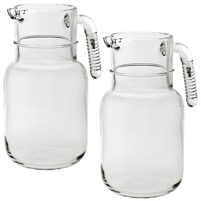 2 X 1.5L Glass Wine Water Juice Carafe Jug Drink Cocktail Decanter Handle