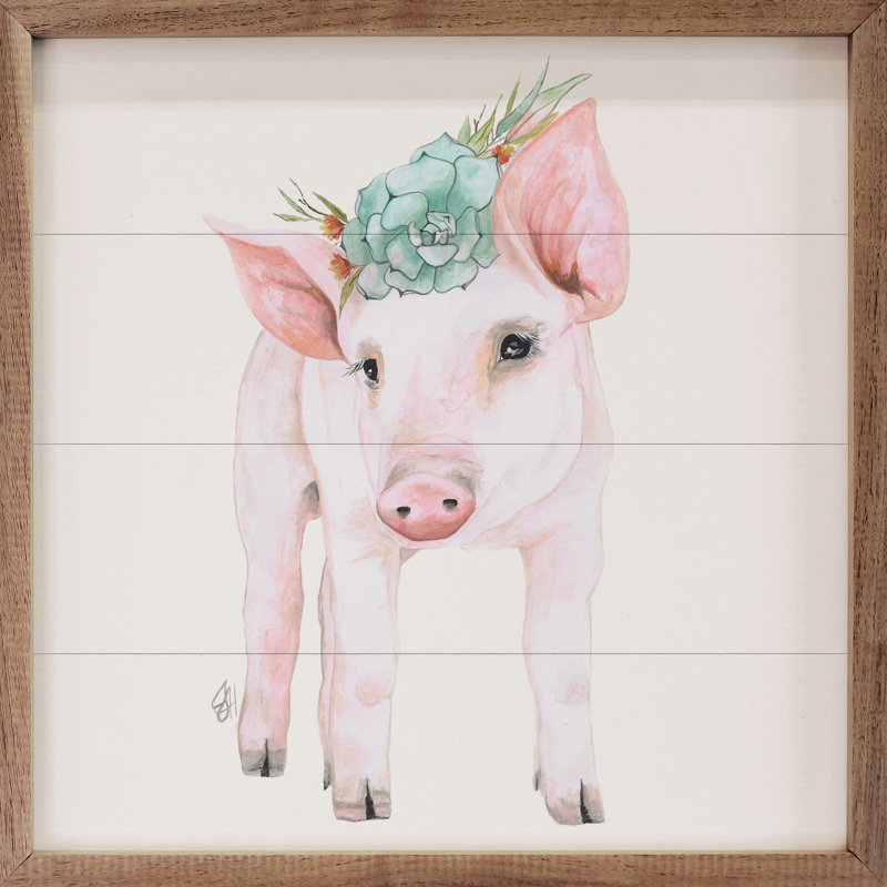 Carré rose avec fleurs par Jodi Hatfield, H 4 po x l 4 po x P 1 po