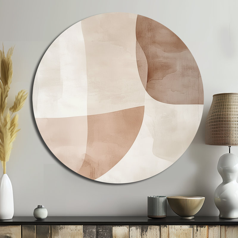 Blush Minimal Layers - Minimalisme abstrait, décoration murale ronde en métal, L 29 po x H 29 po