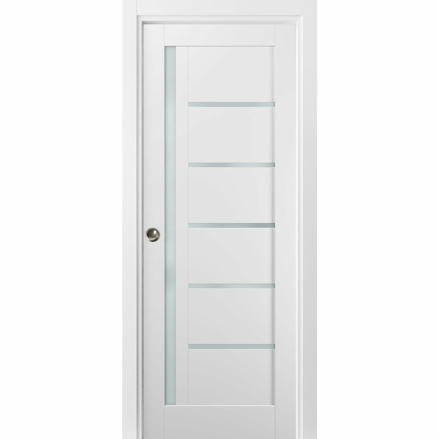 SARTODOORS Quadro Frosted Glass Sliding Closet White Door with Installation  Hardware Kit & Reviews