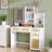 43" Rattan-Accent Vanity – 3-Color LED Mirror, 4 Deep Drawers, Sliding Cabinet, Hidden Back-Of-Mirror Storage, Nightstand Mode-1923653095