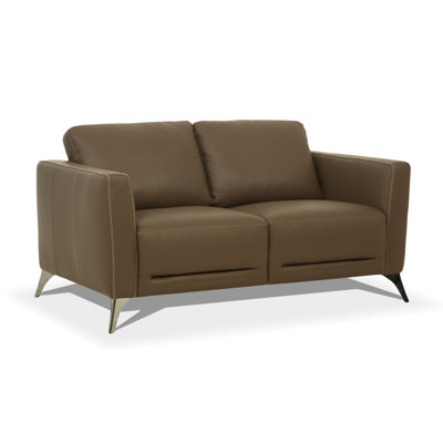 Causeuse à dossier carré en cuir véritable de 59 po Dossett