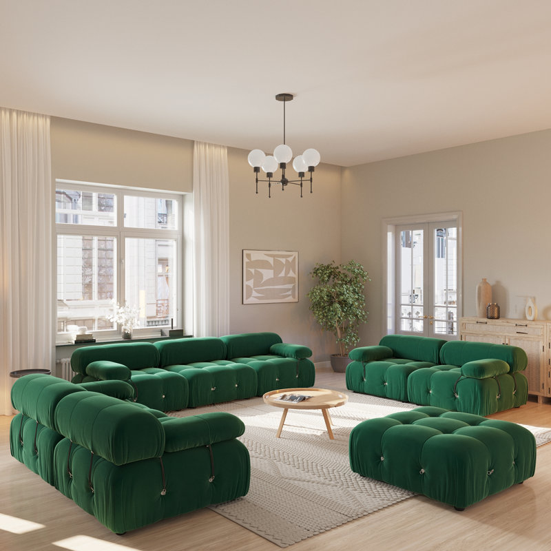 Ensemble de salon en velours 4 pièces, Vert