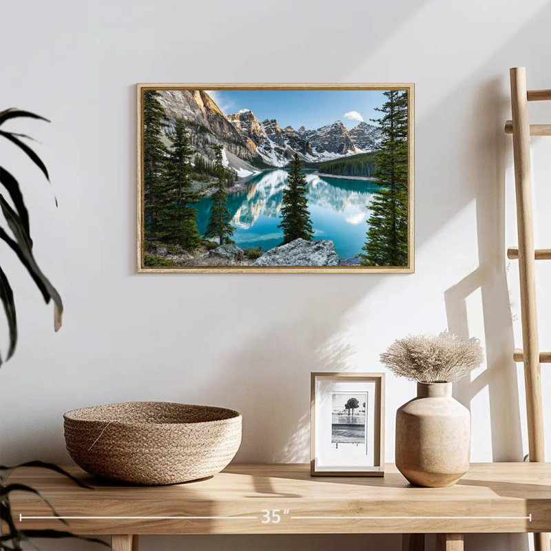Moraine Lake Reflections, Cadre flottant en bois naturel, 19 po x 13 po