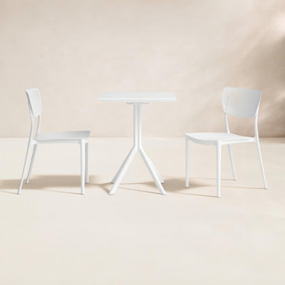 Farrah Square Stackable Plastic 3-Piece Patio Dining Set