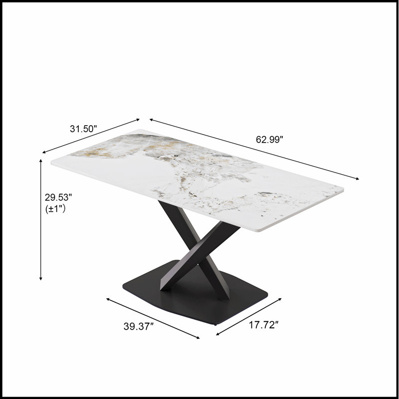 Table de salle à manger Modern, Blanc antique, noir