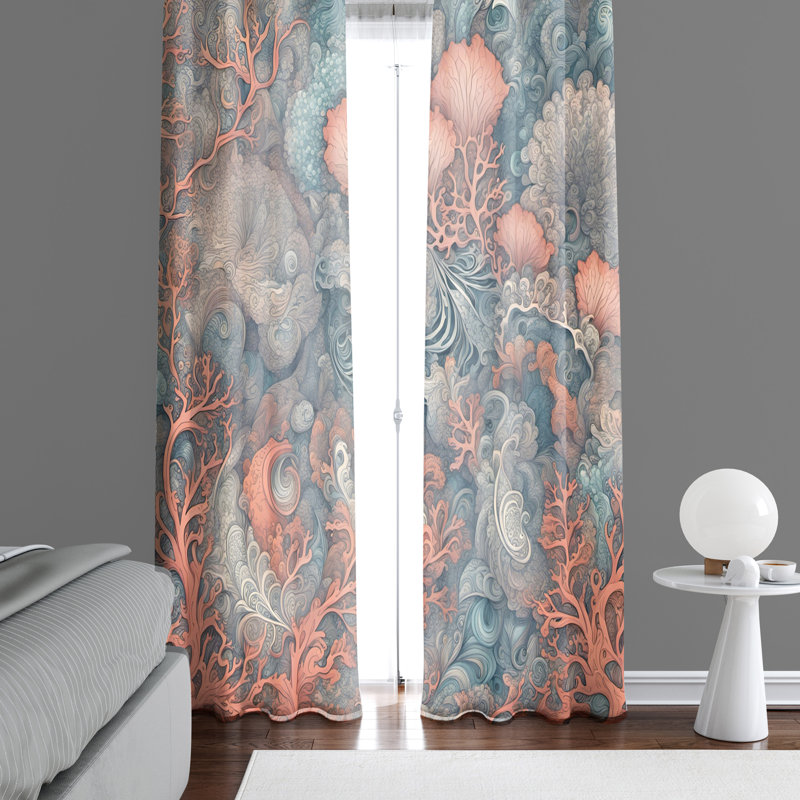 Paire de rideaux semi-transparents en polyester Calantha, L 40 po x L 61 po
