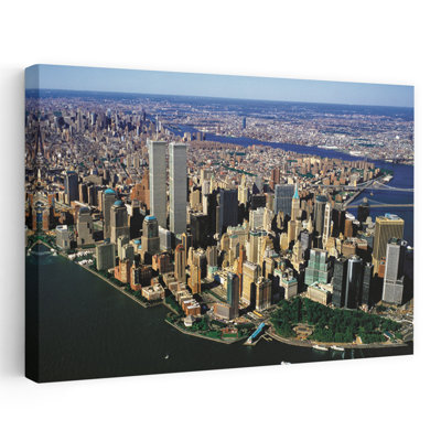 Manhattan From Air With World Trade Center Towers New York City New York State Usa Abstract Contemporary Architecture City Art