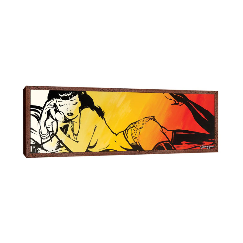 Phone by JRuggs - Panoramic Print on Canvas, 152.4 cm H x 50.8 cm W, Classic Brown Wood Framed
