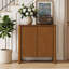 Armoire de rangement 31,5 "pour le salon, armoire de rangement en placage de bois massif avec tablettes réglables pour le couloir ou la cuisine, brun clair-335970171