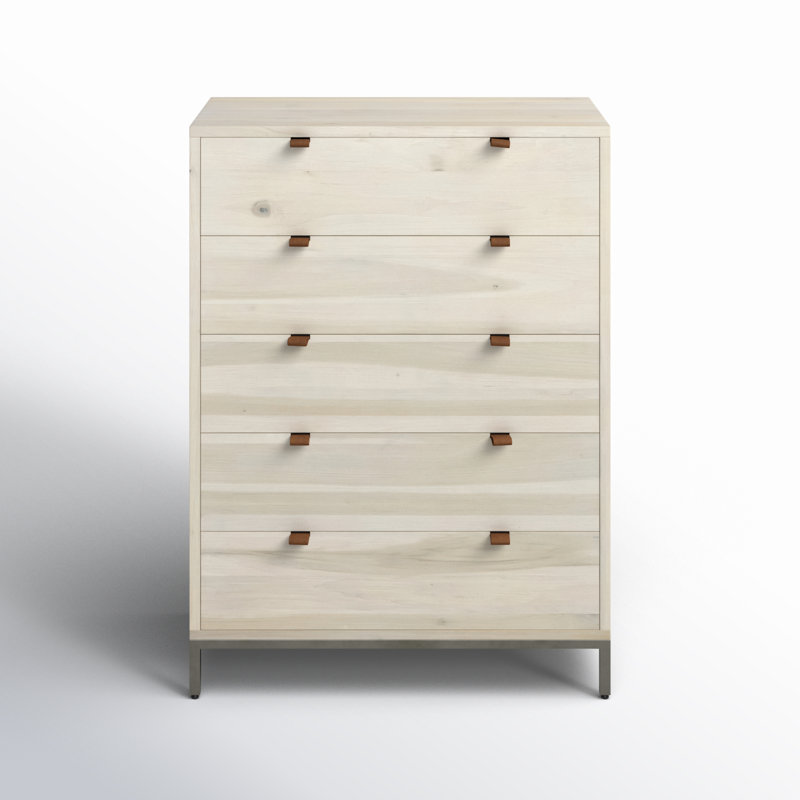 Trey 5 - Drawer Solid Wood Dresser, Dove Poplar
