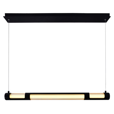 36-Inch Integrated LED Linear Chandelier, Black Finish – Modern Pendant Light for Kitchen Island or Dining Room